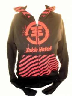  Tokio Hotel Ladies Hoodie Sweatshirt   Red Logo on Black 