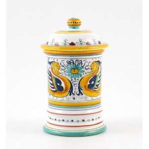  Hand Painted Italian Ceramic 7.4 inch Shaped Canister 