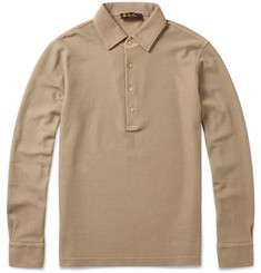 Loro Piana Long Sleeved Cotton Piqué Polo Shirt