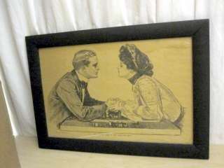   Print by Charles Dana Gibson c1903 Colliers Weekly NY Blk & Wht  