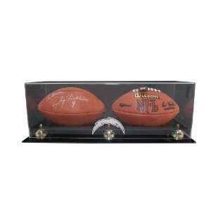  San Diego Chargers Double Football Display with Gold 