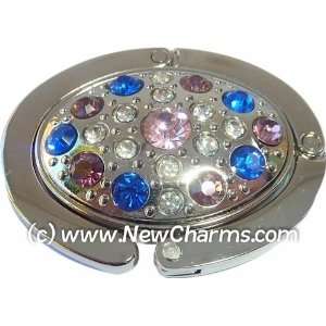   Colorful Stones Oval Foldable Purse Hanger Handbag Table Hook Jewelry