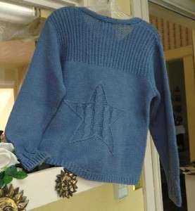 Christopher Banks Star Sweater M Blue Cable Knit  