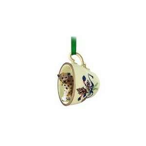  Leopard Teacup Green Christmas Ornament: Home & Kitchen