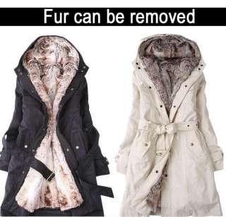 Coat Jacket Womens Hoody Outerwear Fur Removable 8 14  
