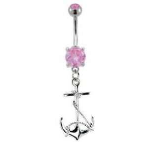 Pink pretty Crystals Dangling Stainless Steel Anchor Nautical boating 