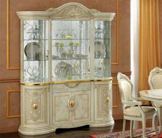 Exklusive Eckvitrine 1 türig Glas Gold Dekor Romantik Luxus 