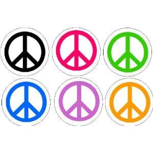  Set of 6 Peace Signs Pinback Buttons Pins 