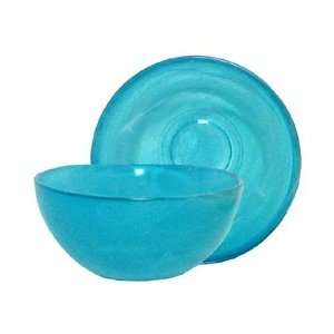   Glass Small Aqua Blue Salad Bowl 5 1/2D, 2 1/2 H   Set / 2 Home