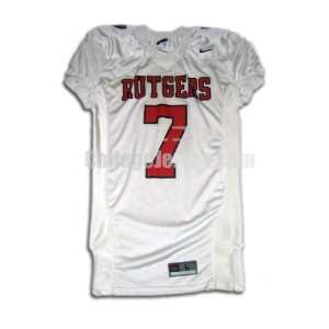  White No. 7 Game Used Rutgers Nike Football Jersey Sports 