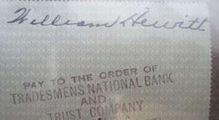   Hewitt signed Eagles payroll check D. 1947 FB HOF VERY RARE  
