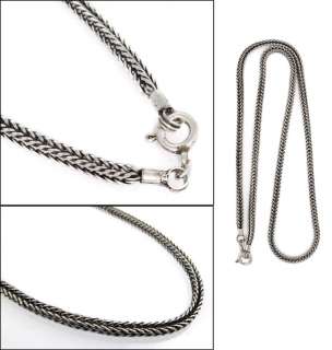 Snake 3mm Bali Braided Sterling Silver Chain Necklace Black Oxidized 