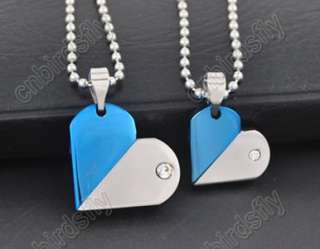 1pair heart necklace long chain couple Love changeable pendants 