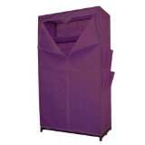 Stoffkleiderschrank lila mit Ablage und Seitentaschen
