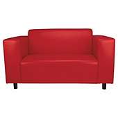 Stanza Leather Effect Small Sofa, Red