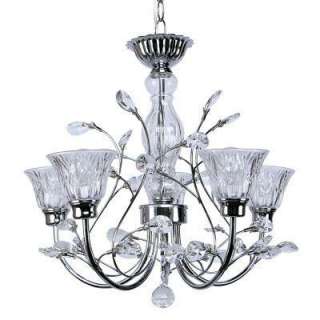 Roxy Lighting Aria 5 Light Chandelier Etched Cut Crystal Light Leaves 