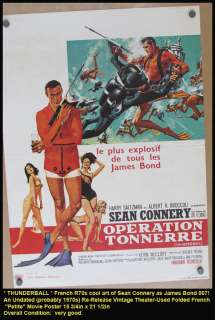   THUNDERBALL * 1970s Sean Connery 007 JAMES BOND Movie Poster  
