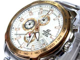 Casio Watch Edifice White Gold Stopwatch EF 563DB 7 7A  