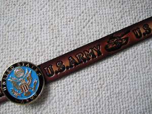 US ARMY Tooled Leather Belt Epoxy Enamel Belt  NEW  