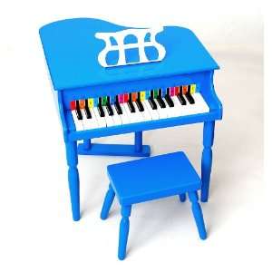 Kinder Klavier Flügel in Blau aus Massivholz mit Hocker Kids Piano 