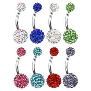 316L Surgical Steel Multi Crystal Ferido Belly Navel Ring C306  