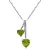 HEART SHAPED PERIDOTS .925 STERLING SILVER NECKLACE  