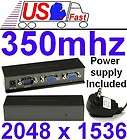 2way/Port SVGA/VGA Amplifier/Amp Duplicator/Multiplexer/Splitter PC/TV 