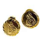 Gold 18k GF Sacred Heart of Jesus Coin Small Earrings Religious Push 