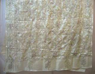 cream Art Silk Needle Work Antique Sari Saree Discount  