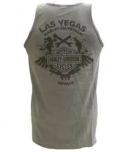 Harley Davidson Las Vegas Dealer Tank Top Tee T Shirt GRAY LARGE 