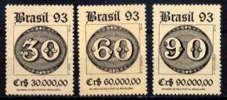 BRAZIL 1993 FIRST STAMPS   MINT SET OF 3   $2.40 VALUE  