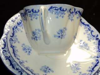 SHELLEY Dainty Heavenly Blue Tea cup and saucer TRIO x4  
