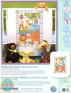 Cross Stitch Kit ~ Dimensions Colorful Mod Zoo Animals Baby Crib QUILT 