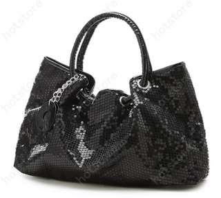 KOREAN Style Hobo PU Leather PARTY Sequin Spangle Decorative Tote 
