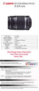 Canon EF S 55 250mm F4 5.6 IS SLR Lens EOS/Rebel 4960999450018  