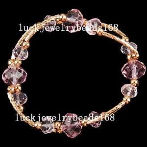  Pink Lavender Crystal Abacus Twisteed Gold Bracelet 7 