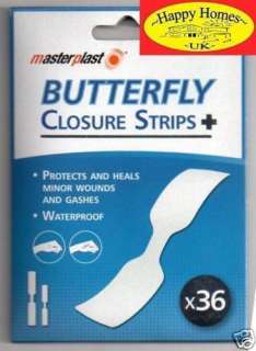 36 x FIRST AID WASHPROOF BUTTERFLY WOUND CLOSURE STRIPS  