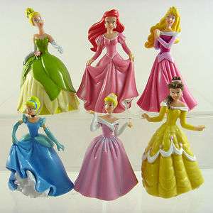   Of 6 Disney Princess Cinderella Belle Ariel Aurora 3.5 Action Figures
