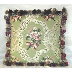  Green Brocade Bouquet Pillow