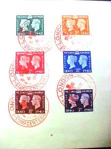GB FDC   1940 Stamp Centenary Sc #252 7 / SG #479 484  