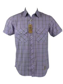 EON Clothing   Nickelson Mens Fashion Shirt Short Sleeves Lilac Check