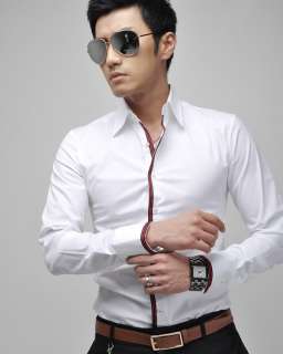 High Quality New Mens Casual Slim Fit Dress Shirts:4 size/3 color 