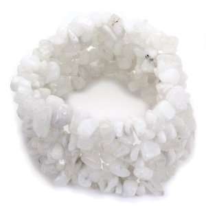 White Gemstone Stretch Bracelet   Secret Garden Jewelry