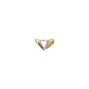  14K Yellow/White Gold Two Tone Heart Chain Slide Jewelry