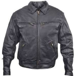 Xelement B 25542 Mens Black Leather Motorcycle Jacket Sz M  