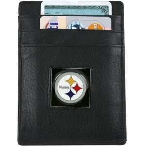 NFL Pittsburgh Steelers Black Leather Executive Card Holder & Money 