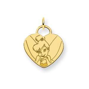    Gold Plated Sterling Silver Disney Tinker Bell Heart Charm Jewelry