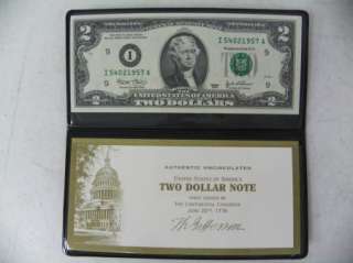 00, Two Dollar Bill , Uncirculated D217  