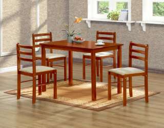 Pc. Set Hot Oak Finish Wood Dining Room Kitchen Table & 4 Chairs 