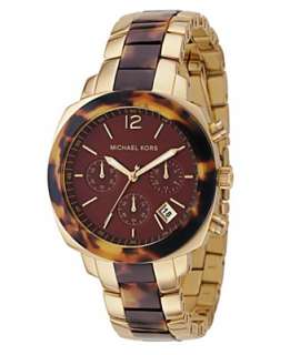Michael Kors Watch, Womens Goldtone Stainless Steel and Tortoise 
